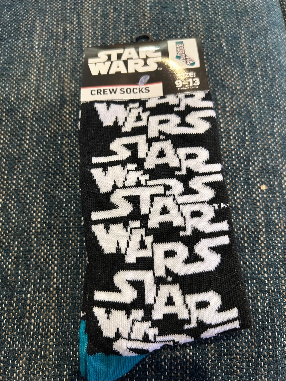 Star Wars Black and White Logo Crew Socks with Teal Accents
